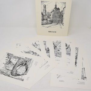 Maurits Dousselaere Brugge Belgium Bridge Unframed Wall Art Sketches Set Prints